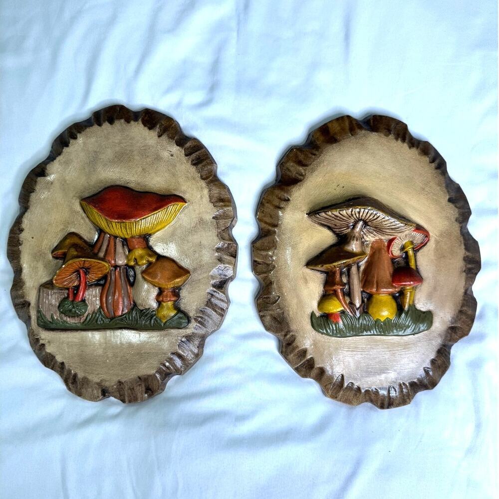 Vintage Ceramic Mushroom Wall Plaques